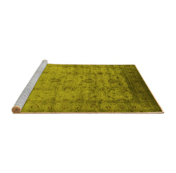 Sideview of Machine Washable Oriental Yellow Industrial Rug, wshurb1568yw