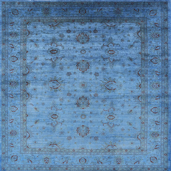 Square Machine Washable Industrial Modern Blue Rug, wshurb1568
