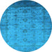 Round Oriental Light Blue Industrial Rug, urb1568lblu