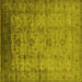 Square Machine Washable Oriental Yellow Industrial Rug, wshurb1568yw