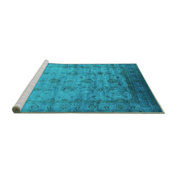 Sideview of Machine Washable Oriental Turquoise Industrial Area Rugs, wshurb1568turq