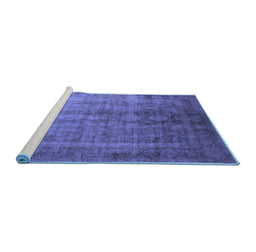 Sideview of Machine Washable Oriental Blue Industrial Rug, wshurb1569blu