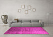 Machine Washable Oriental Pink Industrial Rug in a Living Room, wshurb1569pnk