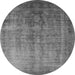 Round Machine Washable Oriental Gray Industrial Rug, wshurb1569gry