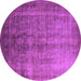 Round Oriental Purple Industrial Rug, urb1569pur