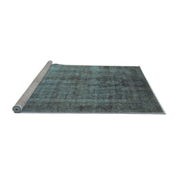 Sideview of Machine Washable Oriental Light Blue Industrial Rug, wshurb1569lblu