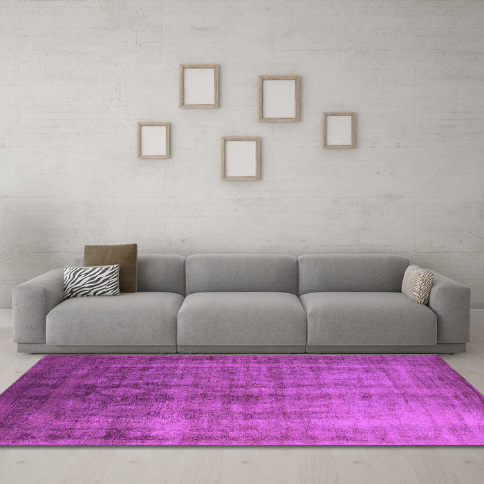 Machine Washable Oriental Purple Industrial Area Rugs in a Living Room, wshurb1569pur