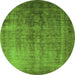 Round Oriental Green Industrial Rug, urb1569grn