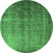 Round Oriental Emerald Green Industrial Rug, urb1569emgrn