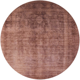 Round Mid-Century Modern Chestnut Red Oriental Rug, urb1569