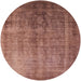 Round Mid-Century Modern Chestnut Red Oriental Rug, urb1569