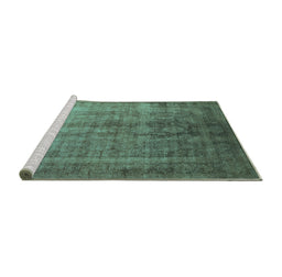 Sideview of Machine Washable Oriental Turquoise Industrial Area Rugs, wshurb1569turq