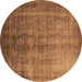 Round Oriental Brown Industrial Rug, urb1569brn