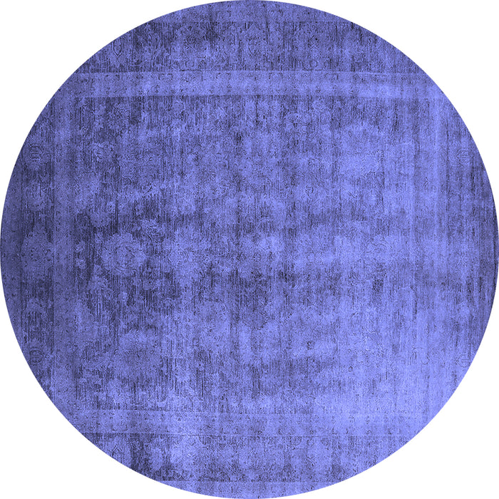 Round Machine Washable Oriental Blue Industrial Rug, wshurb1569blu