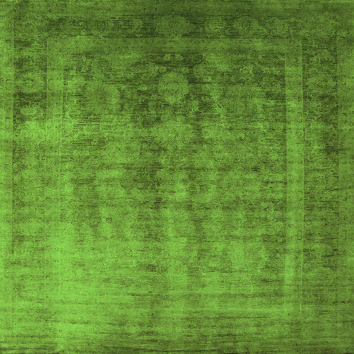 Square Machine Washable Oriental Green Industrial Area Rugs, wshurb1569grn