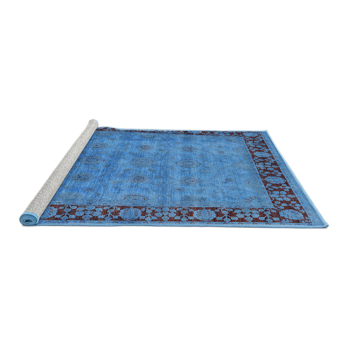 Sideview of Machine Washable Industrial Modern Blue Rug, wshurb1570