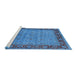 Sideview of Machine Washable Industrial Modern Blue Rug, wshurb1570