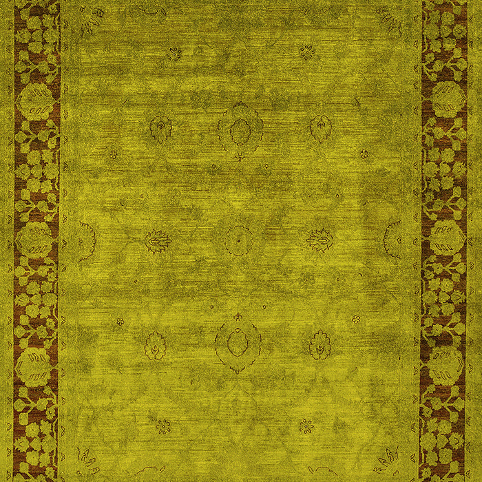 Machine Washable Oriental Yellow Industrial Rug, wshurb1570yw