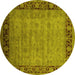 Round Oriental Yellow Industrial Rug, urb1570yw