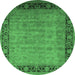 Round Oriental Emerald Green Industrial Rug, urb1570emgrn