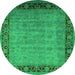 Round Oriental Green Industrial Rug, urb1570grn