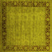 Square Machine Washable Oriental Yellow Industrial Rug, wshurb1570yw