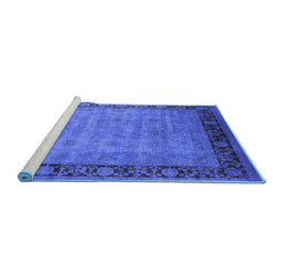 Sideview of Machine Washable Oriental Blue Industrial Rug, wshurb1570blu