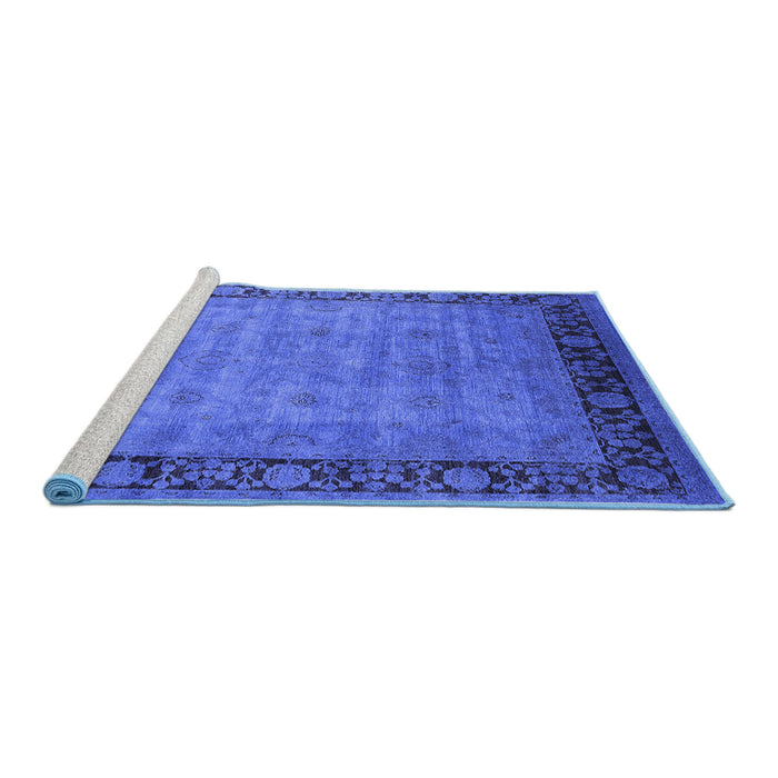 Sideview of Machine Washable Oriental Blue Industrial Rug, wshurb1570blu