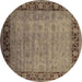 Round Oriental Brown Industrial Rug, urb1570brn