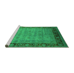 Sideview of Machine Washable Oriental Green Industrial Area Rugs, wshurb1570grn