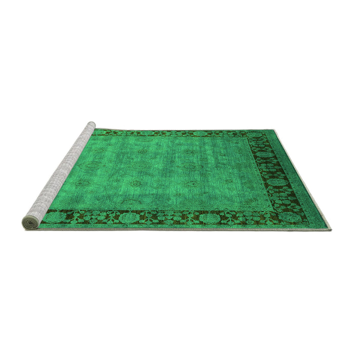 Sideview of Machine Washable Oriental Green Industrial Area Rugs, wshurb1570grn