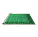 Sideview of Machine Washable Oriental Green Industrial Area Rugs, wshurb1570grn
