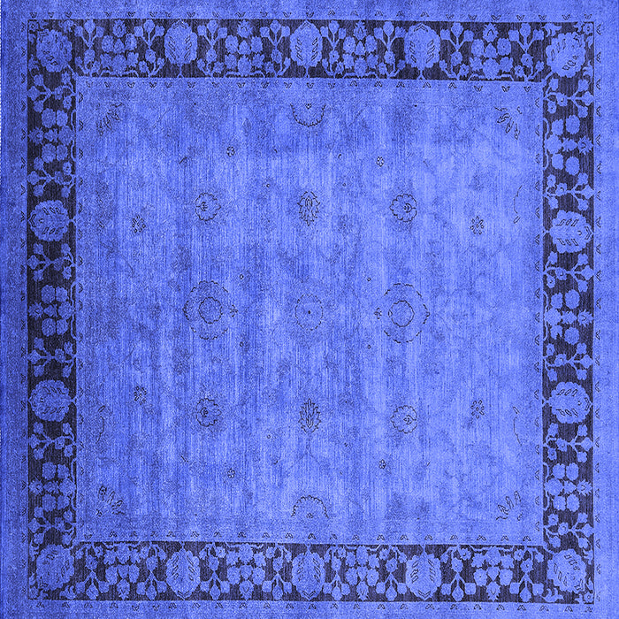 Square Machine Washable Oriental Blue Industrial Rug, wshurb1570blu