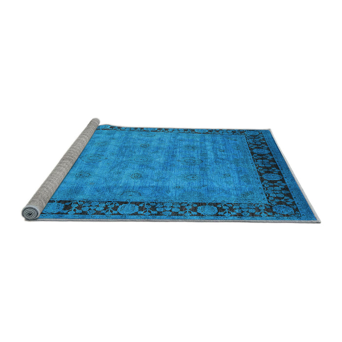 Sideview of Machine Washable Oriental Light Blue Industrial Rug, wshurb1570lblu