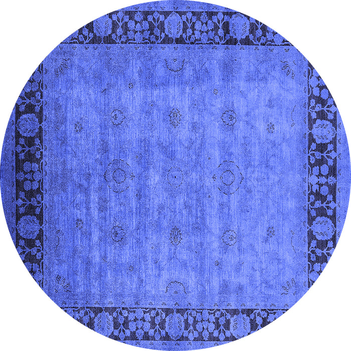 Round Oriental Blue Industrial Rug, urb1570blu