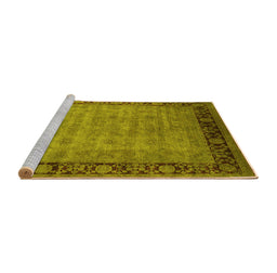 Sideview of Machine Washable Oriental Yellow Industrial Rug, wshurb1570yw