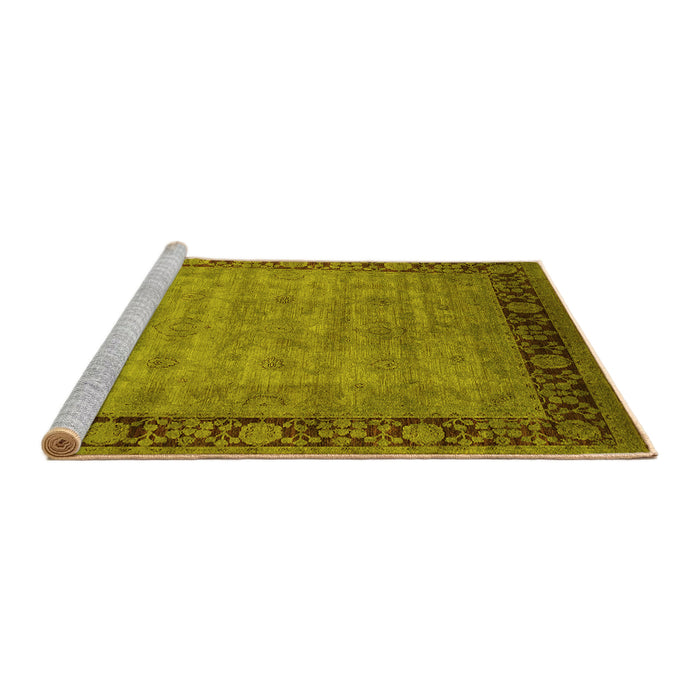 Sideview of Machine Washable Oriental Yellow Industrial Rug, wshurb1570yw