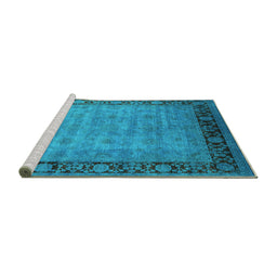 Sideview of Machine Washable Oriental Turquoise Industrial Area Rugs, wshurb1570turq