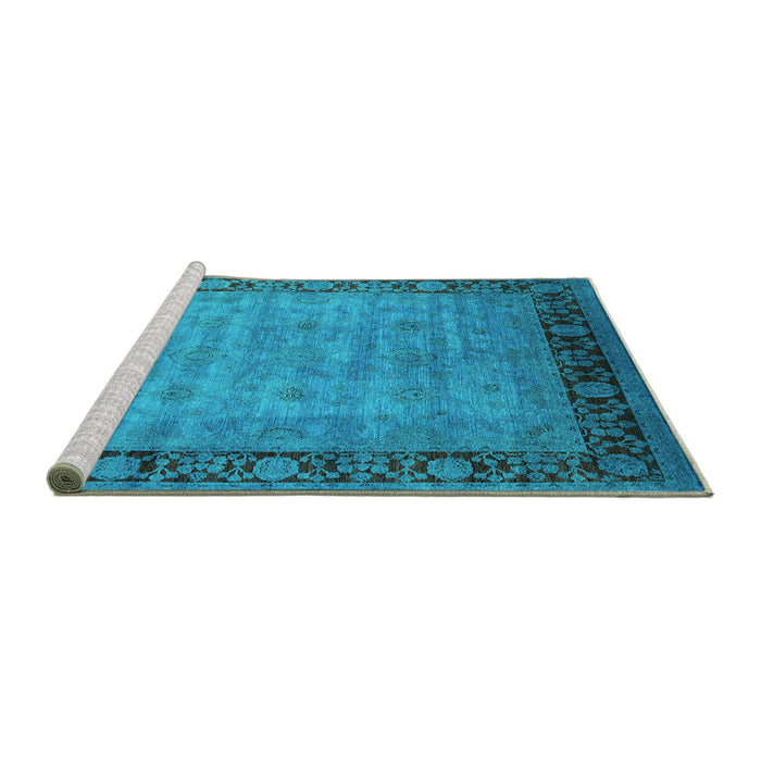 Sideview of Machine Washable Oriental Turquoise Industrial Area Rugs, wshurb1570turq