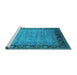 Sideview of Machine Washable Oriental Turquoise Industrial Area Rugs, wshurb1570turq