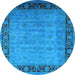 Round Oriental Light Blue Industrial Rug, urb1570lblu