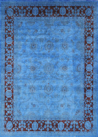 Machine Washable Industrial Modern Blue Rug, wshurb1570