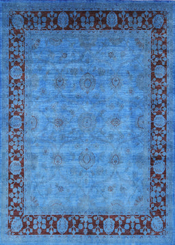 Machine Washable Industrial Modern Blue Rug, wshurb1570