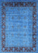 Machine Washable Industrial Modern Blue Rug, wshurb1570