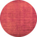 Round Machine Washable Oriental Orange Industrial Area Rugs, wshurb1571org