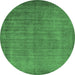 Round Oriental Emerald Green Industrial Rug, urb1571emgrn