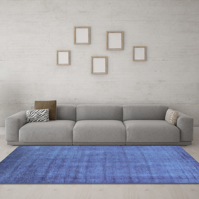 Machine Washable Oriental Light Blue Industrial Rug in a Living Room, wshurb1571lblu