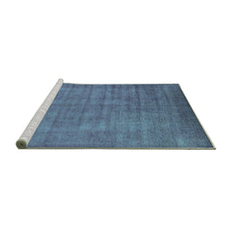 Sideview of Machine Washable Oriental Turquoise Industrial Area Rugs, wshurb1571turq
