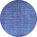 Round Machine Washable Oriental Light Blue Industrial Rug, wshurb1571lblu