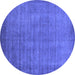 Round Machine Washable Oriental Blue Industrial Rug, wshurb1571blu